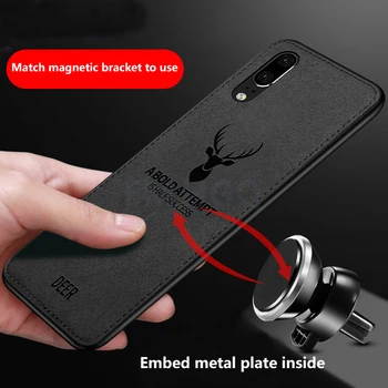 Karšto Audinio Tekstūra Elnias 3D Minkštos TPU Magnetinio Automobilių Atveju, Huawei P20 Pro įmontuotas Magnetas Plokštė Atveju 30 P40 Pro Lite Dangtis