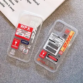 Karšto DHL Express etiketės brūkšninį kodą, telefono dėklas skirtas iphone 12 mini pro 11 X XR XS MAX 7 8 6 Plius Mados Aišku, Minkštas Silicio galinį dangtelį