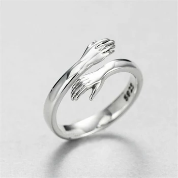 Karšto naujas 925 sterlingas sidabro Europos ir Amerikos papuošalai meilės apkabinti žiedas retro mados banga srauto atidaryti žiedas GN601