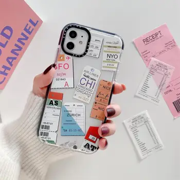 Karšto prabanga Oro bilietas kelionės Lipdukas, etikete, telefono dėklas skirtas iPhone 7 8 plius 11 Pro X XS 12 MAX INS mados cute girl silicon cover