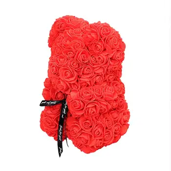 KARŠTO Valentino Dienos Dovana 25cm Raudonos Rožės Meškiukas Rose Dirbtinių Gėlių Dekoracija Kalėdų Dovanos Moterims Vestuvių Romantiška Dovana