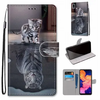 Katė, Tigras Vaikams Mielas Flip Case For Samsung Galaxy A10 A10S A2 Core A20E A20S A20 A30 A40 A50 Šuo Liūtas Animacinių filmų Padengti Piniginės D08F
