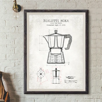 Kavinukas Patentų Plakatai ir Spausdina Bialetti Moka Plakatas Kavos Planas paveiksl Drobės Tapybos Virtuvės Sienos Meno Dekoro