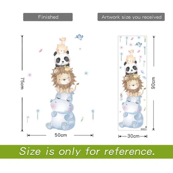 Kawaii Gyvūnų, Animacinių filmų Stikers Sienų Apdailai Kūdikio Kambario Dekoro Begemoto Liūtas Panda Kačiukas, Miegamojo, Svetainės Priedai