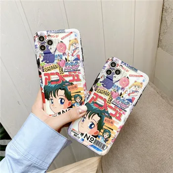 Kawaii Japonijos Retro Anime Sailor Moon Telefono dėklas skirtas IPhone 11 Pro Max Xr X Xs Max 7 8 Pulse SE2020 Atvejais, Minkštos TPU Galinį Dangtelį