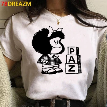Kawaii Mafalda Marškinėliai Moterims Juokingas Vasaros Viršūnes Animacinių filmų T-shirt 2021 Manga Grafinis Tees Mados Streetwear Unisex Marškinėlius Moteris