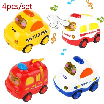 Kawaii Mini automobilių 4Pcs/set Animacinių filmų Traukti atgal, Automobilių žaislai Atsparumas Priklauso Transporto priemonės šviesos muzika Žaislai Vaikams