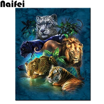 Kačių šeimos gyvūnus,liūtas,tigras,5d diamond siuvinėjimo kvadratinių/apvalus deimantas tapybos kryželiu mozaikos diamond nuotrauką apdaila