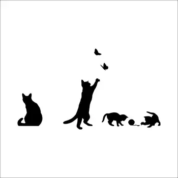 Kačių žaisti Drugeliai Siena Lipdukas Nuimamas Apdailos Lipdukai Miegamasis, Virtuvė, Gyvenamasis Kambarys Sienų