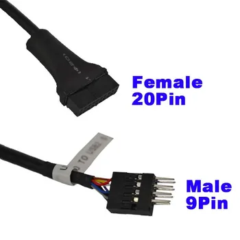 Kebidumei aukščiausios Kokybės 13CM Mainboard Plokštė USB 3.0-20 Pin USB 2.0 9 Pin Būsto Pratęsimo Adapterio Kabelis, Skirtas Staliniams
