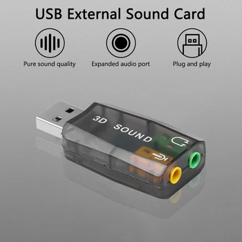 Kebidumei Išorės 3D USB Garso plokštė Audio Adapteris 5.1 Kanalo 3.5 mm Mikrofonas Garsiakalbis Sąsaja Nešiojamas KOMPIUTERIS