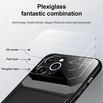 KEYSION atsparus smūgiams Atveju iPhone, 11 Pro Max XS XR X PU Odos Veidrodis Stiklas Telefono Galinį Dangtelį iPhone SE Naujas 8 7 6 6s Plius