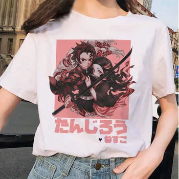 Kimetsu Nr. Yaiba Kawaii T-shirt Moterims, Japonų Anime Demon Slayer Marškinėliai Moteriška Ulzzang Harajuku Marškinėliai 90-ųjų Animacinių filmų Grafika tees