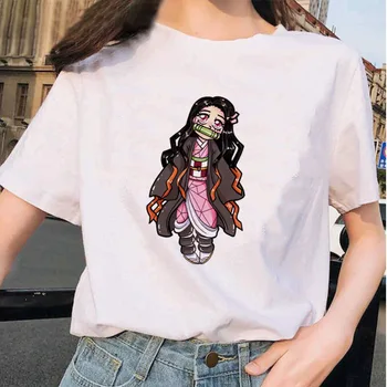 Kimetsu Nr. Yaiba Kawaii T-shirt Moterims, Japonų Anime Demon Slayer Marškinėliai Moteriška Ulzzang Harajuku Marškinėliai 90-ųjų Animacinių filmų Grafika tees