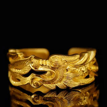 Kinijos Mitas Dragon Atidarymo Žiedas antikvarinius daiktus, Aukso Spalvos LAIMINGAS DRAKONAS Žiedai Vyrams, Moterims, Papuošalai Gimtadienio, Kalėdų Dovana