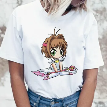 Kortelės Gūstītājs Sakura Magic Girl marškinėliai marškinėlius drabužių korėjos t-shirt juokinga moterų top harajuku tees grafinio ulzzang moteris