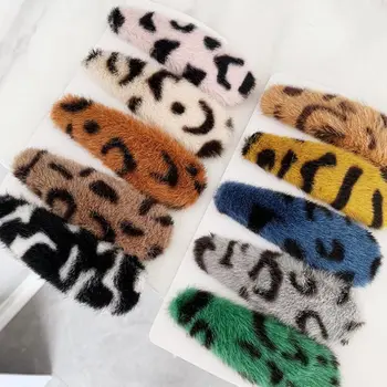 Korėjos Mados Moterų Leopard Pliušinis Bobby Snap Stick Pin Žiburių Įrašą, Plaukų Aksesuarų, Grožis, Stilius Įrankiai Dropshipping