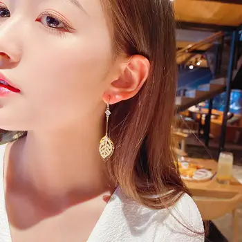 Korėjos Mados Prabangių Aukso Lapai Auskarai Moteris 20201 Naujų Blizga Kristalų Pareiškimą tabaluoti Auskarai Papuošalai pendientes