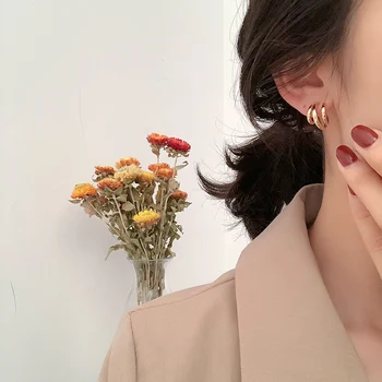 Korėjos Metalo Apvalūs Maži Auskarai Smeigės Moterų Paprastas Aukso Sidabro Spalvos, Geometriniai Mielas, Elegantiškas Earings bižuterijos 2020 m.