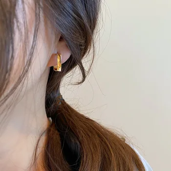 Korėjos Naujas Aikštėje Dizaino Prasme Metalo Stud Auskarai Kompaktiškas Paprasta Spindinčios Auksinės Ear Smeigės Moterims, Šaliai, Papuošalai, Dovana