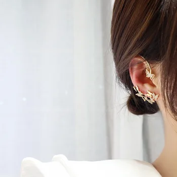 Korėjos naujo dizaino bižuterijos išskirtinį šviesos prabanga vario inkrustacijos cirkonis perdėti drugelis ausies kaulų įrašą moterų auskarai