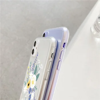 Kowkaka Mados Mielas Gėlių Telefono dėklas Skirtas iPhone 11 Pro Max 7 8 Plus X XR XS Max SE 2020 6 6s Aišku, Mielas Minkštas Galinį Dangtelį