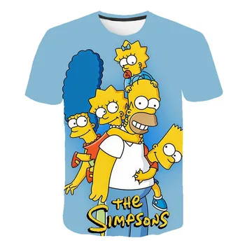 Kūdikių Berniukų, Mergaičių Vasarą Cartoon T-shirt Vaikas Simpson Marškinėliai 3d Spausdinimo Mielas Marškinėlius Vaikams Laisvalaikio Aprangą Viršūnes Tees 4-14T