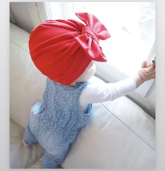 Kūdikių Medvilnės Beanie Skrybėlių Pavasarį, Rudenį Drugelis Mazgas bžūp Vaikų Lankas-Mazgas Kepurės Mergaitėms