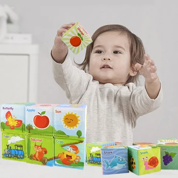 Kūdikių Mobiliojo Magic Cube Kūdikių Žaislas Pliušinis Blokas, Sankabos Barškučių Anksti Naujagimiui Švietimo Žaislai 0-12 Mėnesių