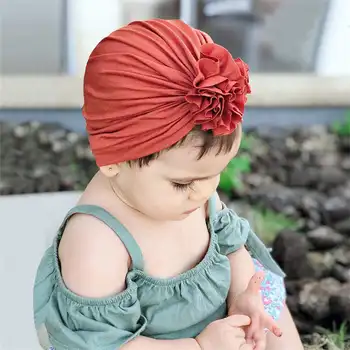 Kūdikių Turbaną Medvilnės Gėlių Mergaičių Skrybėlės Indijos Stiliaus Vaikams Headwrap Kaspinai