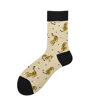 Kūrybos animacinių filmų gyvūnų vaisių maisto kojinės vienaragis dinozaurų papūga tigras avokado modelis laimingas žmogus kojinės cute mados skate kojinės