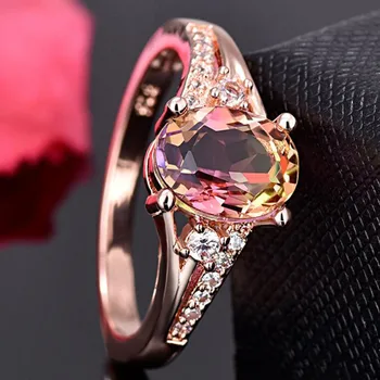 Kūrybos Kristalų Žiedai Moterims Rose Gold Klasikinio Vestuvių Moteriški Žiedai, Papuošalai Mados Moterų Papuošalai Dovana