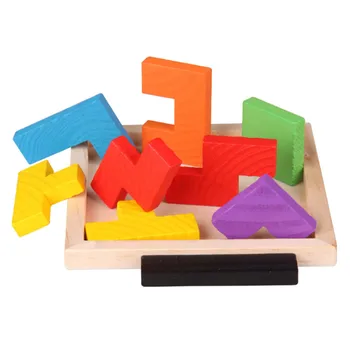 Kūrybos Medienos Tangram Smegenų-Kibinimas Įspūdį Ikimokyklinio amžiaus Vaikai, Vaikų Žaislas 3D Mediniai Tetris Žaidimas Švietimo Žaislas, Dėlionės, Žaislai