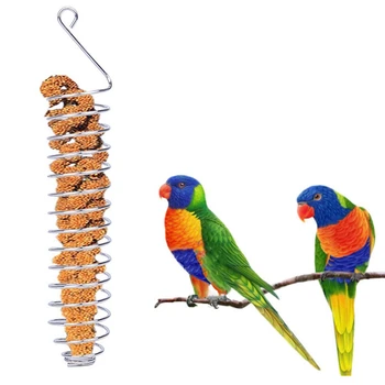 Kūrybos Nerūdijančio Plieno Papūga Paukštis Maisto Krepšelio Maitinimosi Žaislas Earhead Vaisių, Daržovių Susukti Kabinti Paukščių Šėrimo Turėtojas B