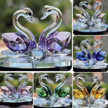 Kūrybos Swan Kristalų, Stiklo Paveikslas Prespapjė Ornamentu Dekoro Kolekcija Kambarį Darbalaukio Papuošalai Namų Dekoro