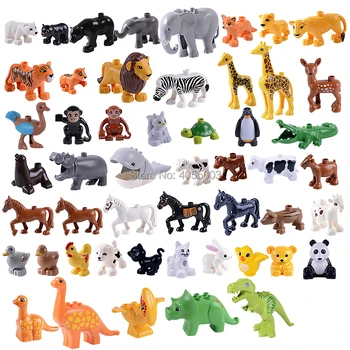 Kūrėjas Dramblys Duplo Gyvūnų Modelio Duomenys Apkraudavo Dramblys, Liūtas Arklių Blokai Vaikams Kūrėjai Žaislai Draugais Brinquedos