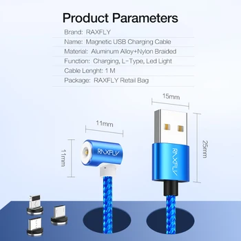L-TIPO Magnetinių Įkrovimo Kabelis RAXFLY Micro USB C Tipo Laidas iPhone USB Laidas iPhone Magnetas Kroviklio Laidą 