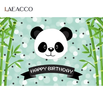 Laeacco Animacinių filmų Panda Kūdikio Gimtadienio Žalia Bambuko Individualų Reklama Plakatas Foto Fono Nuotrauką Fonas Foto Studija