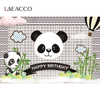 Laeacco Animacinių filmų Panda Kūdikio Gimtadienio Žalia Bambuko Individualų Reklama Plakatas Foto Fono Nuotrauką Fonas Foto Studija