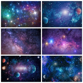 Laeacco Kūdikio Gimtadienio Photozone Visatos Erdvės Planetų Glitters Žemės Mažai Astronautas Naujagimių Backdrops Fotografijos Fonas