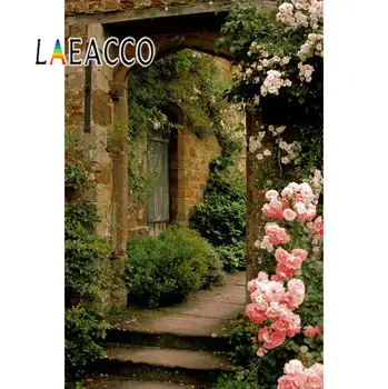 Laeacco Senamiesčio Vazoninių Gėlių Vynuogių Alėja Koridoriaus Namas Vaizdingos Foto Tapetai Fotografijos Backdrops Fotostudija