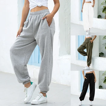 Laisvas Poilsiu Pločio Kojų SweatPants Moterų Kelnės Plus Size Soft Aukšto Liemens Kelnės Streetwear Korėjos Atsitiktinis Jogos Ziajać Femme