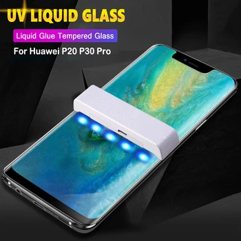 Lamorniea 100D UV Klijai Visiškai Sceen apsaugos Huawei Mate 30 20 Pro Lite Skysčio Grūdintas Stiklas Huawei 30 P20 Lite