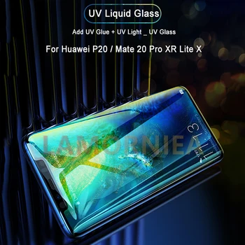 Lamorniea Už Huawei Mate 30 20 Pro Nano Skystis UV Klijai Visiškai Grūdintas Stiklas LG V30 V40 V50 Screen Protector Už 30 P20 Lite