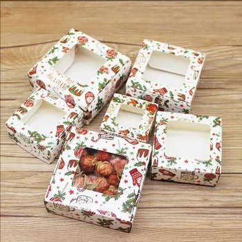 Lango saldainiai dovanų linksmų kalėdų spausdinti box10pcs 9x9x4cm/8x8x4cm dovanų dėžutėje su langeliu Marbling stiliaus pakuotės dėžutė šalies suppiles