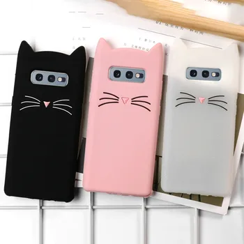 LAPOPNUT Telefono dėklas Samsung Galaxy S10 S10e S8 S9 Plus S7 Krašto Mielas 3D Animacinių filmų Gyvūnų Kačių Ausų Minkštas Silikoninis Dangtelis Coque 
