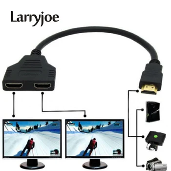 Larryjoe Naują Atvykimo Kabelis HDMI Splitter Cable 1 Patinas Dual HDMI 2 Moterų Y Adapteris, Splitter HDMI HD LED LCD TV 30cm