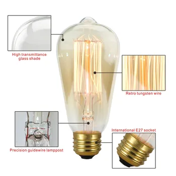 LARZI Pritemdomi Edison Lempa 4W 40W 220V Retro Vintage LED Spiralės Kaitinimo Lemputės 2200K C35 T10 T45 A19 A60 ST64 G80 G95 G125