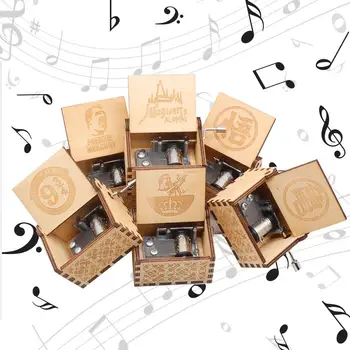 Lašas Pirkinių Mediniai, Raižyti Music Box Vertus-cranked Muzikos Dėžutė Poteris Temą Music Box Gimtadienio Dovana Kalėdų Dovana, dovanų Dėžutėje