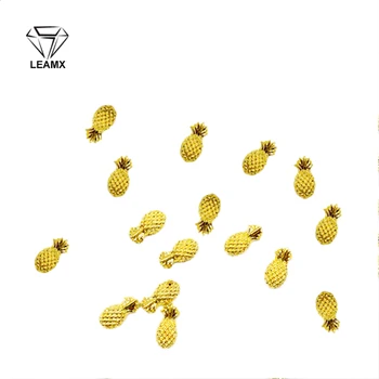 LEAMX 50 VNT./maišas Nagų Dekoravimo Lipduką 3D Aukso Ananasų Formos Blizga Manikiūro Žavesio Lydinio Nagai Pakabukai Manikiūro Apdaila